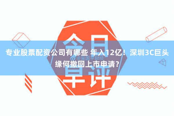 专业股票配资公司有哪些 年入12亿!深圳3C巨头缘何撤回上市申请?
